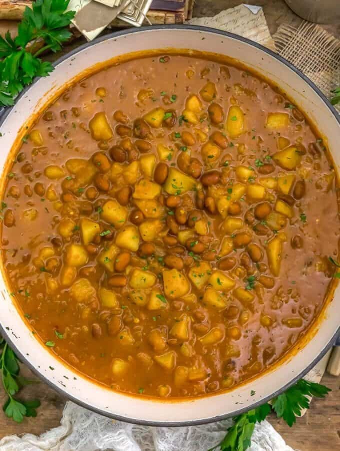 Skillet of Spanish Poor Man’s Beans and Potatoes