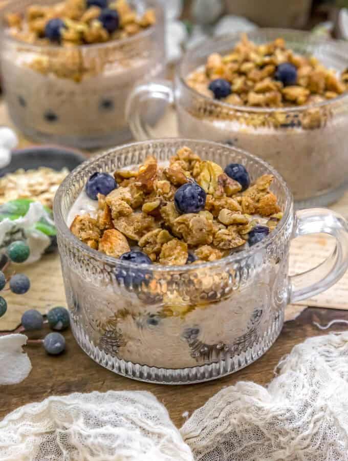 Close up of Vegan Blueberry Buckle Overnight Oats