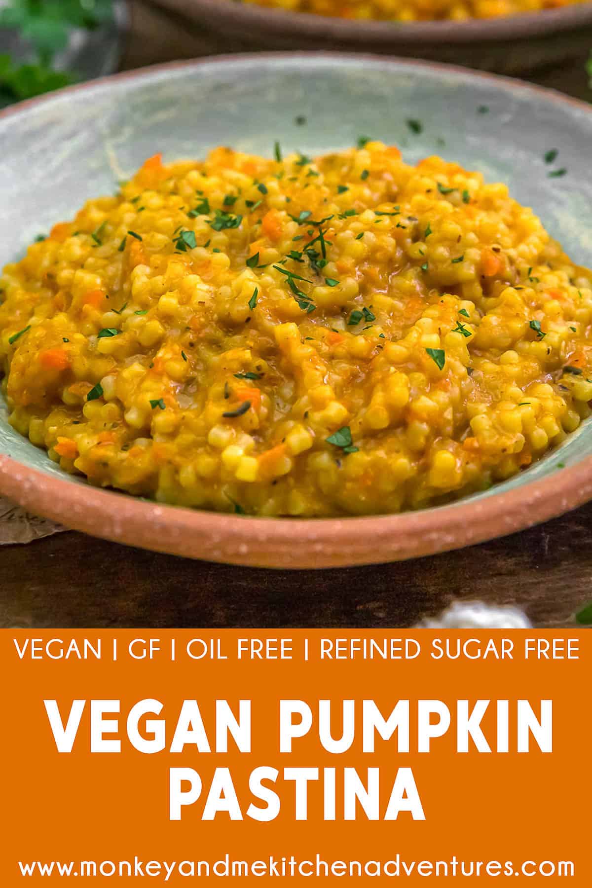 Vegan Pumpkin Pastina with text description