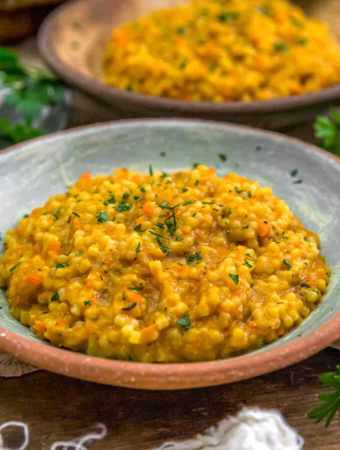 Close up of Vegan Pumpkin Pastina