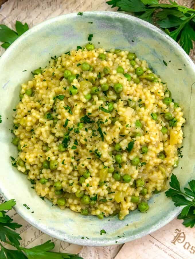 Bowl of Easy Pastina and Peas
