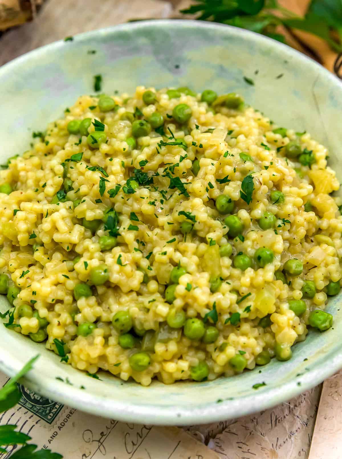 Close up of Easy Pastina and Peas