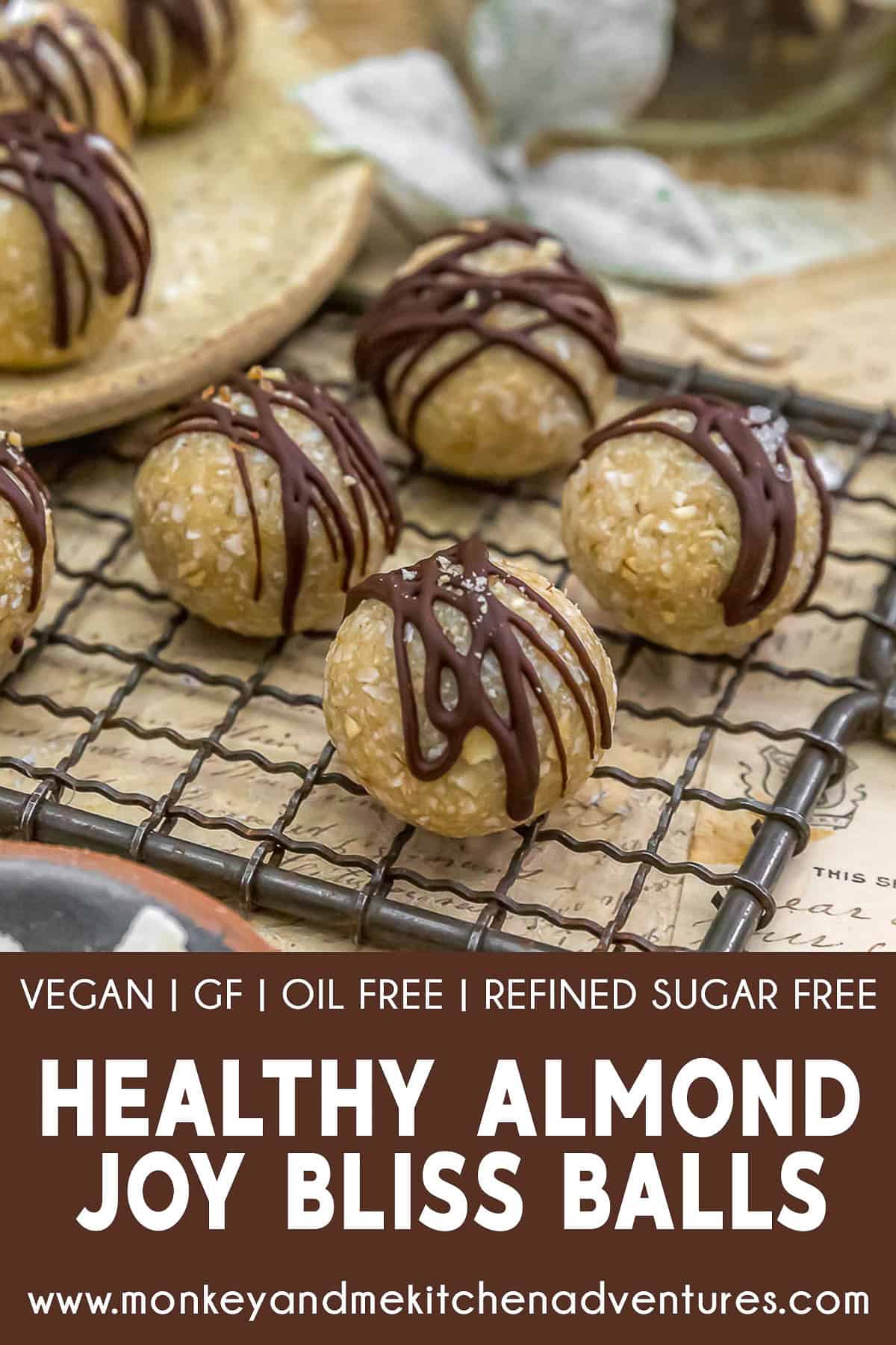 Healthy Almond Joy Bliss Balls with text description