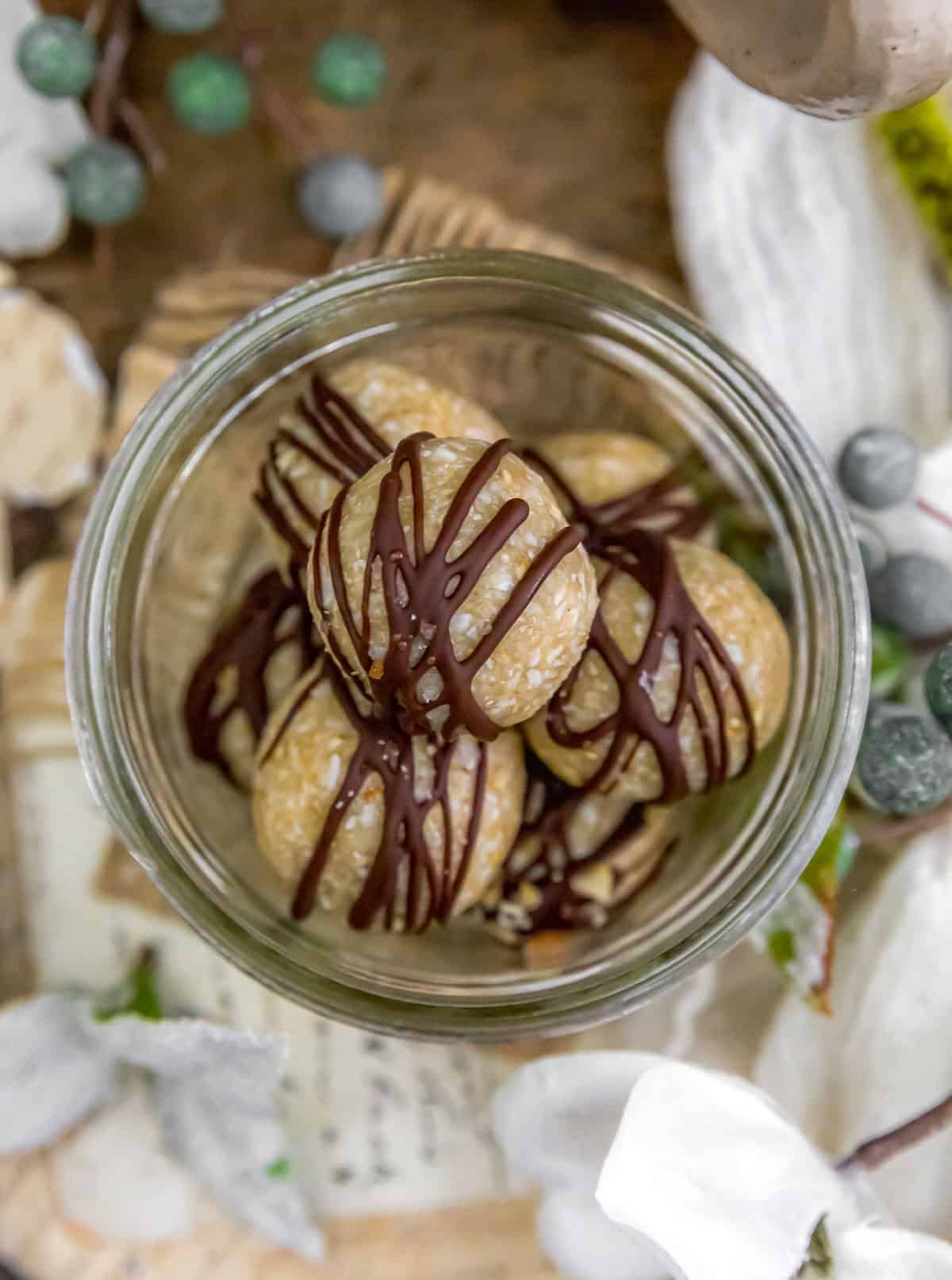 Jar of Healthy Almond Joy Bliss Balls
