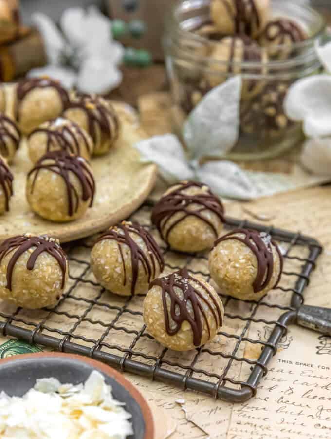 Rack of Healthy Almond Joy Bliss Balls