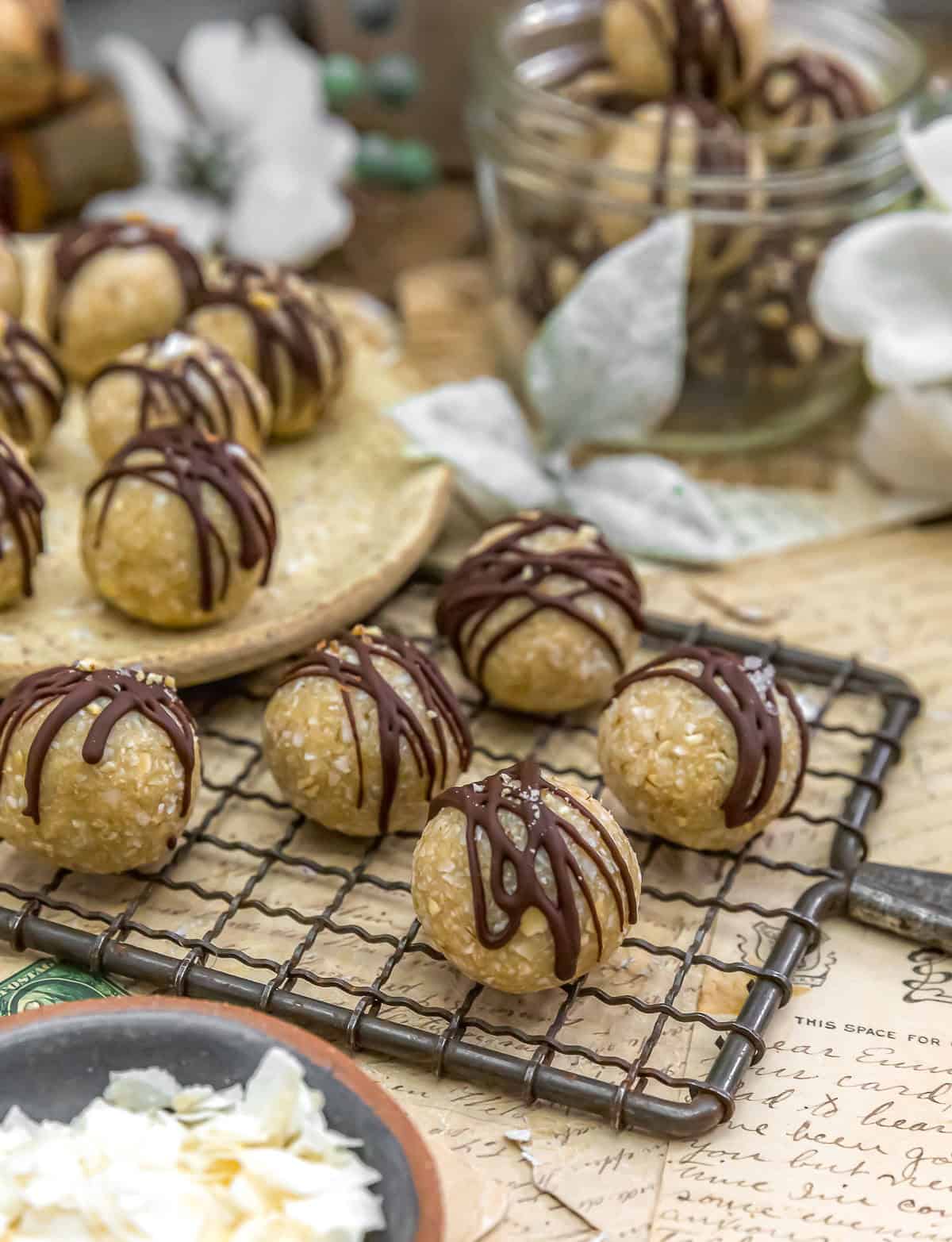 Rack of Healthy Almond Joy Bliss Balls