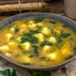 Close up of Humble Potato Spinach Soup