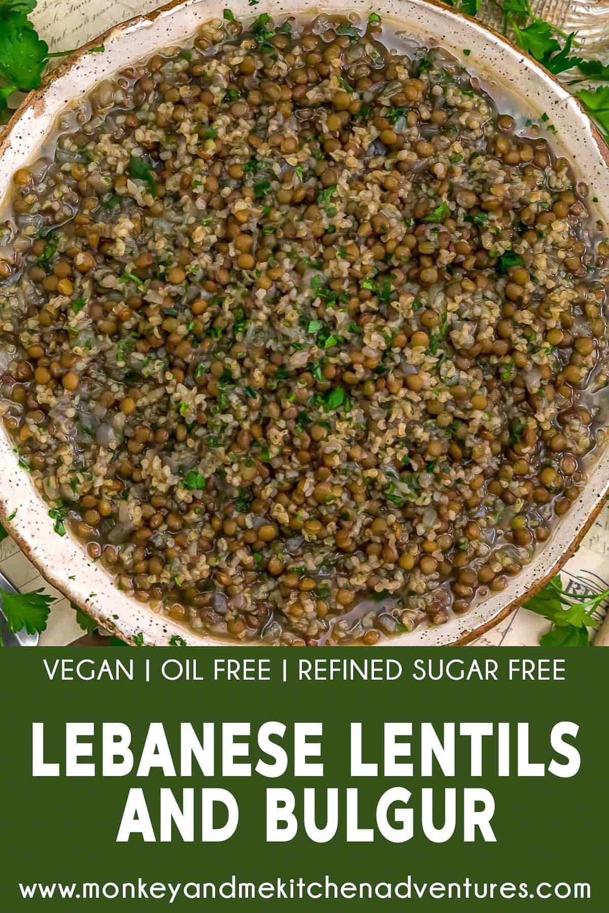 Lebanese Lentils and Bulgur with text description