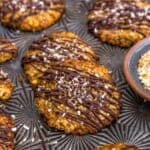 Close up of Thin Crispy Oatmeal Coconut Lace-Style Cookies