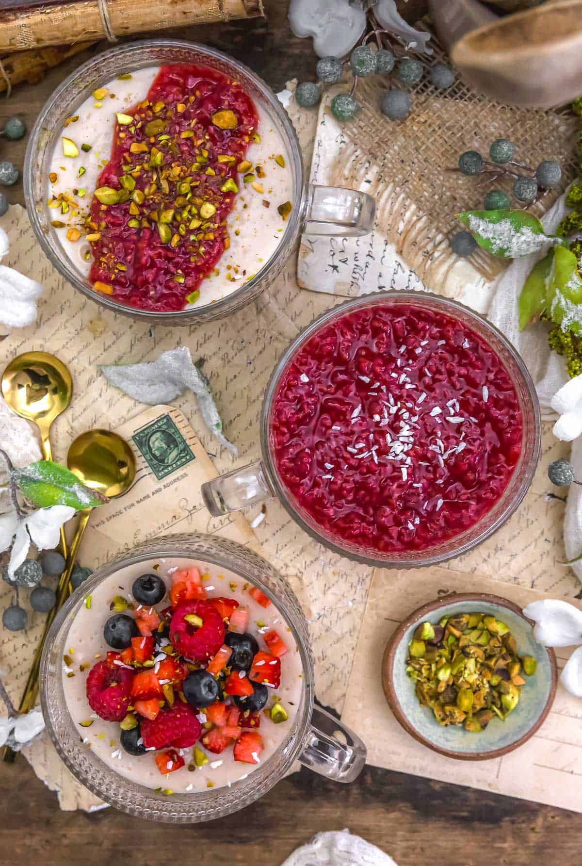 Tablescape of Vegan Lebanese Panna Cotta