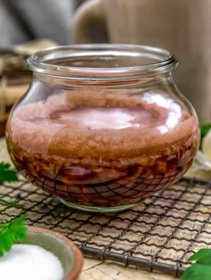 Garlic Vinegar Concentrate in a jar
