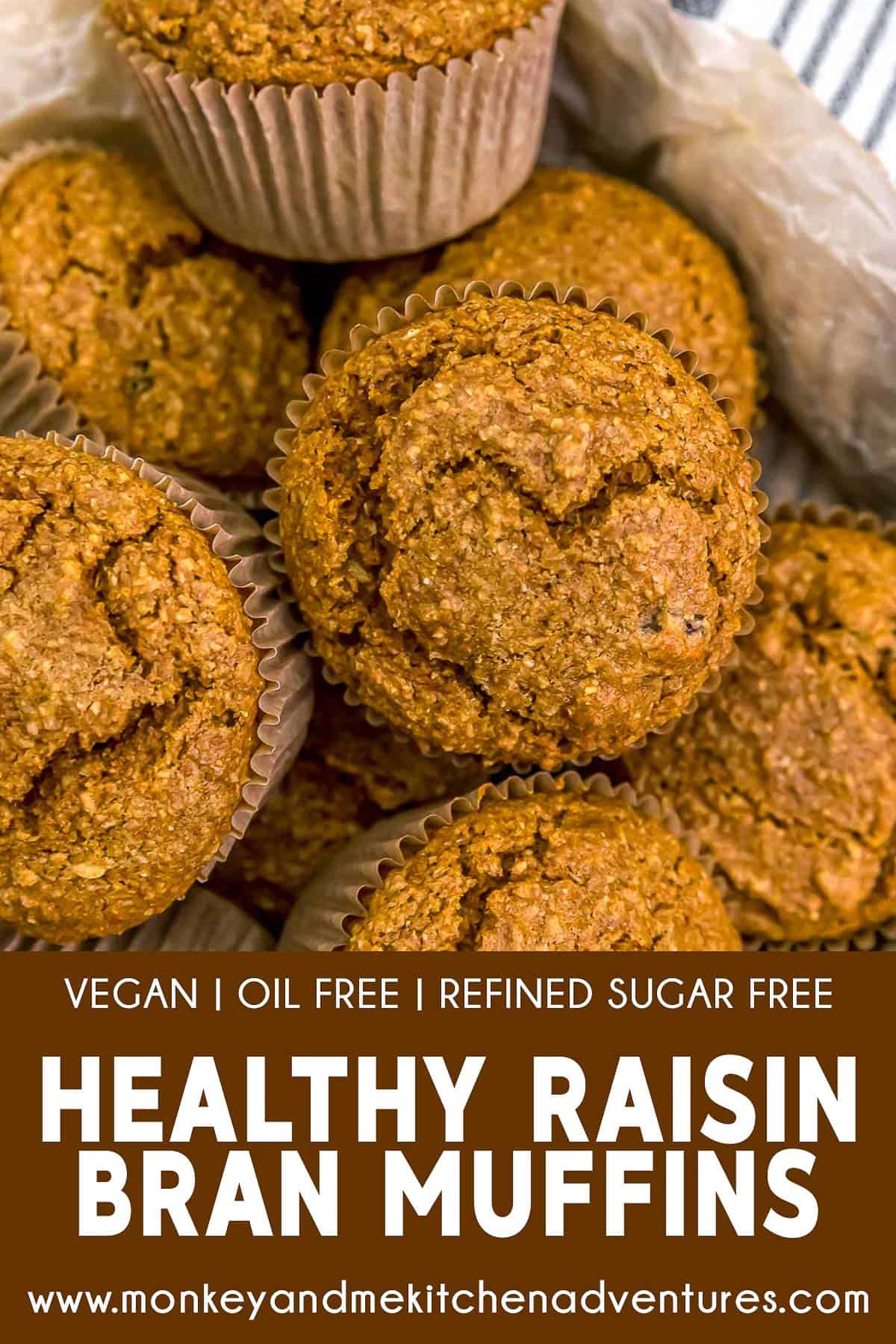 Healthy Raisin Bran Muffins with text description