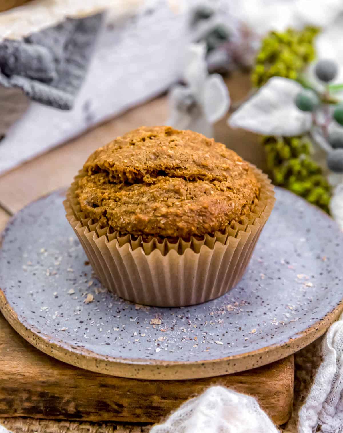 Healthy Raisin Bran Muffin on a plate