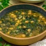 Close up of Healthy Spinach Chickpea Soup