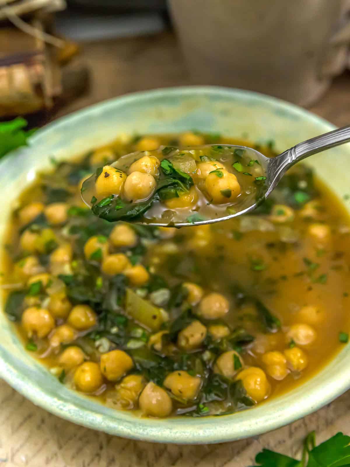 Spoonful of Healthy Spinach Chickpea Soup