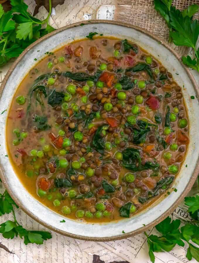 Bowl of Easy No-Chop Lentil Veggie Soup