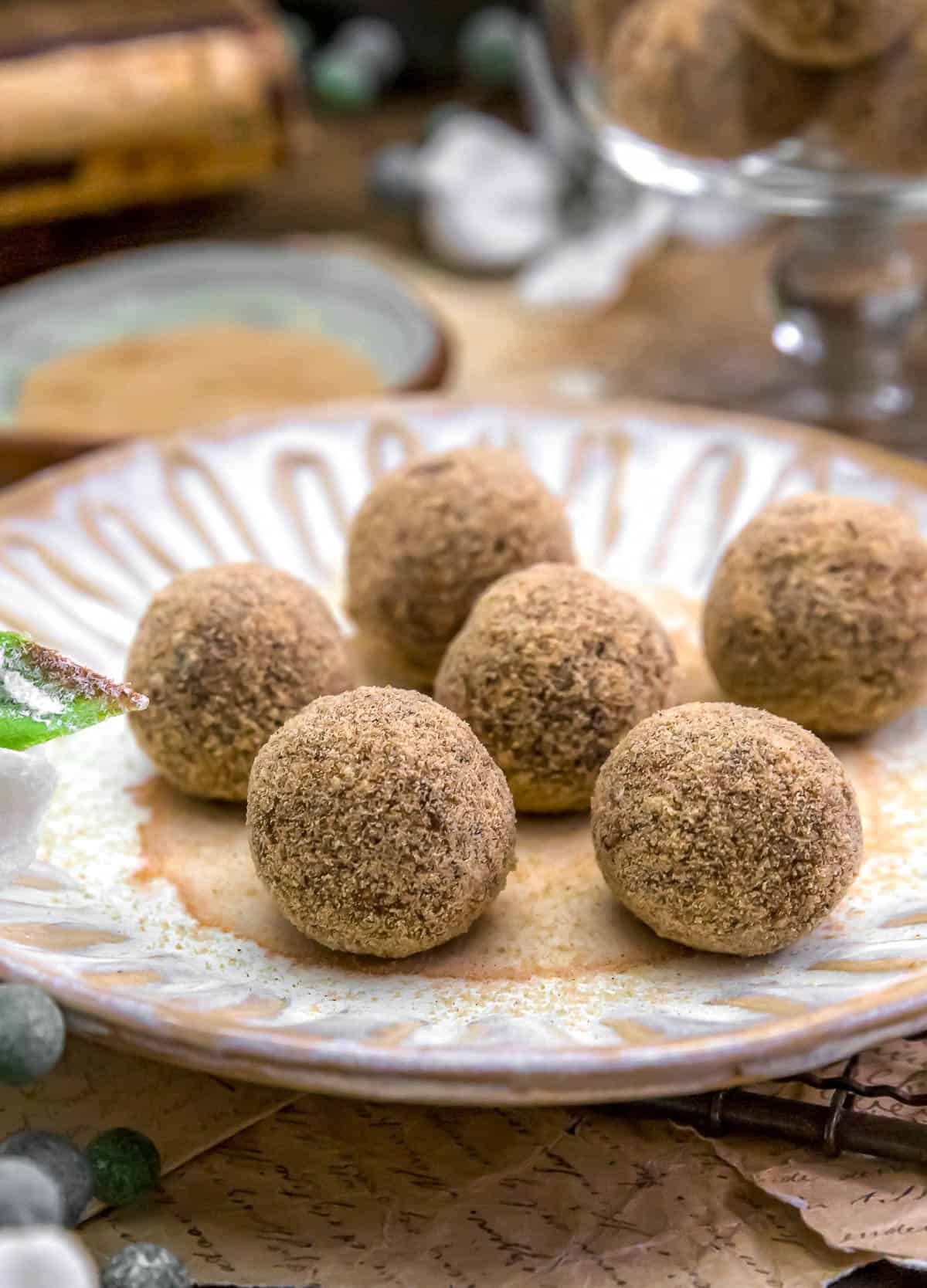 Plate of Healthy Churro Date Bliss Balls