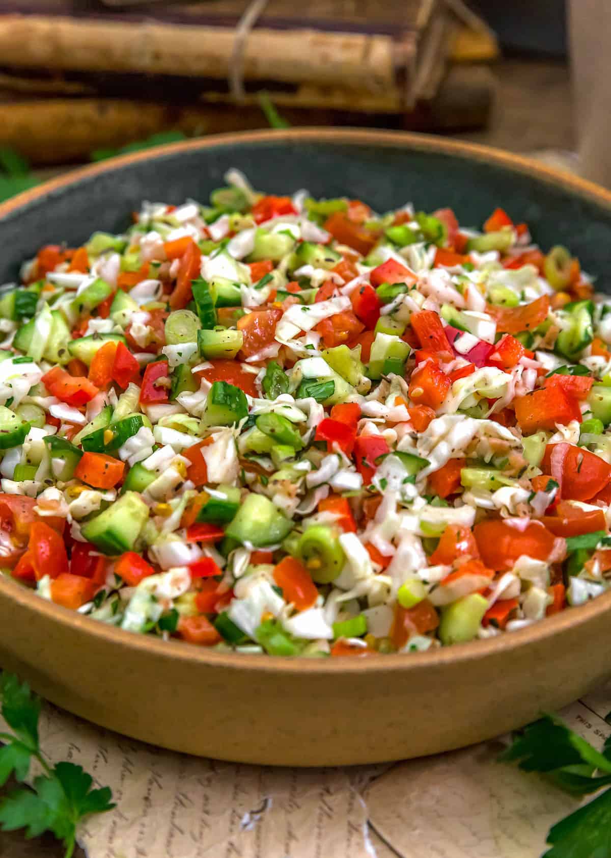 Close up of Lebanese Chopped Salad