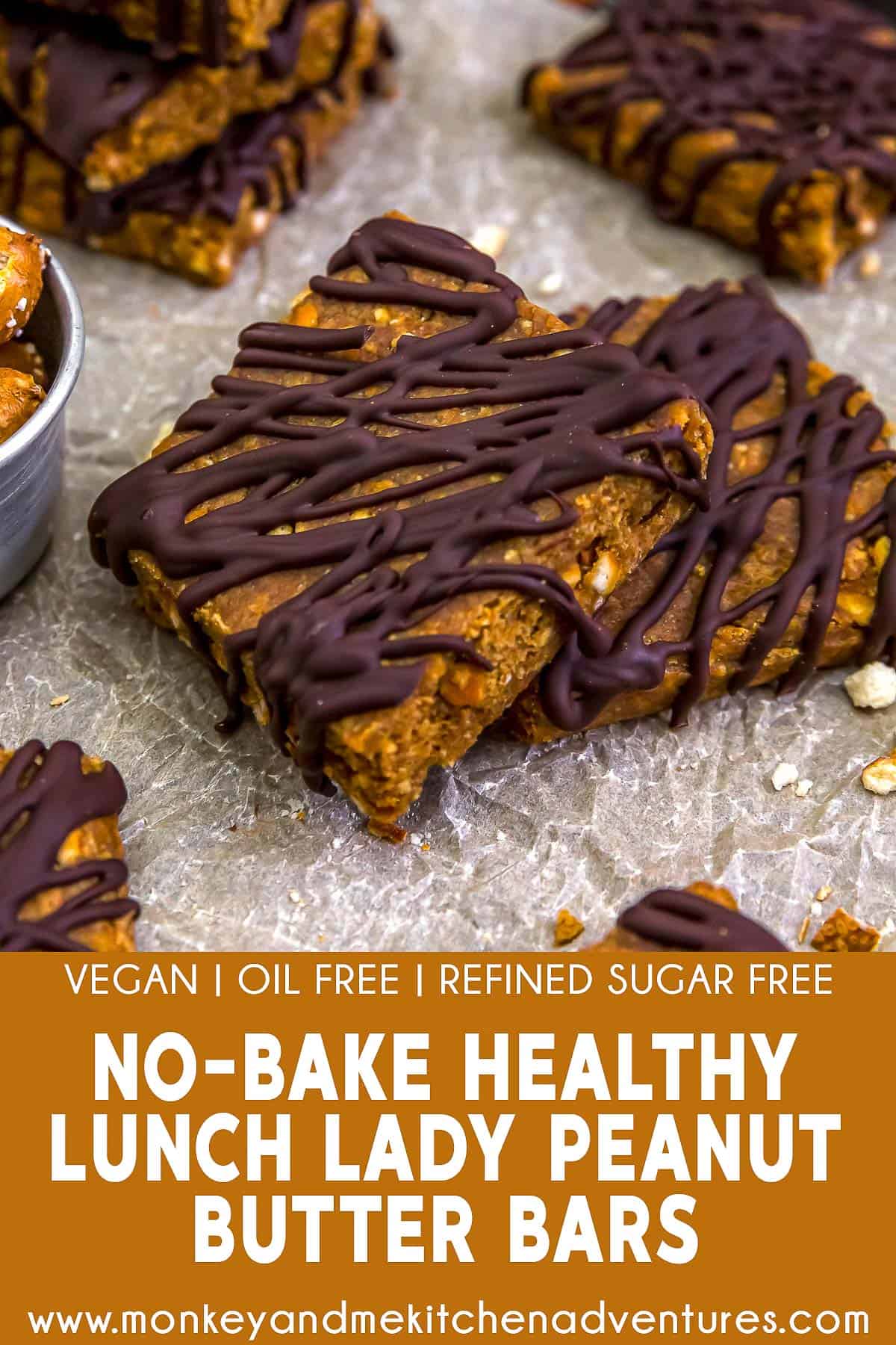 No-Bake Healthy Lunch Lady Peanut Butter Bars with text description
