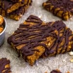 Close up of No-Bake Healthy Lunch Lady Peanut Butter Bars