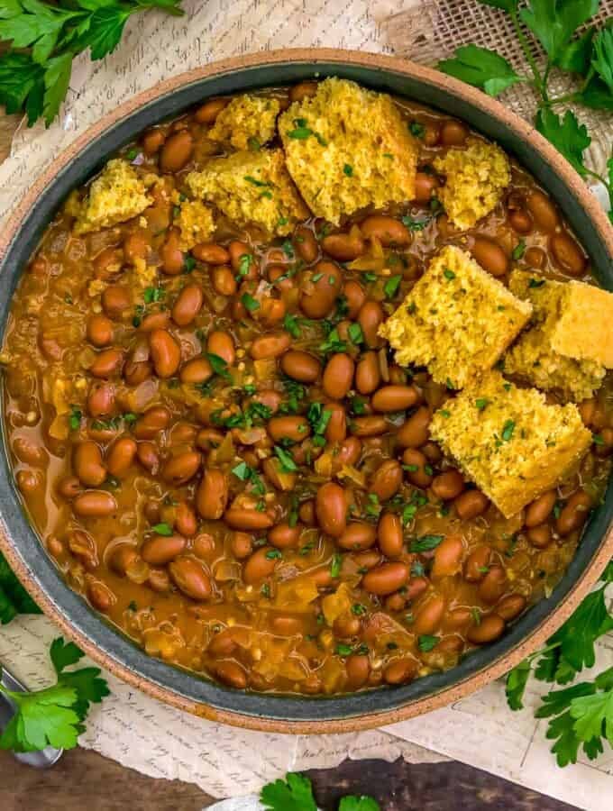 Bowl of Vegan Mountain Soup Beans