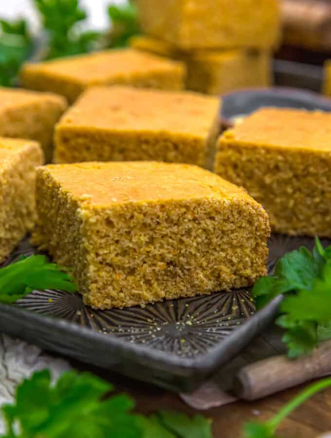 Close up of Vegan Southern Sweet Cornbread