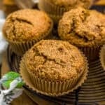 Close up of Healthy Banana Nut Wheat Bran Muffins