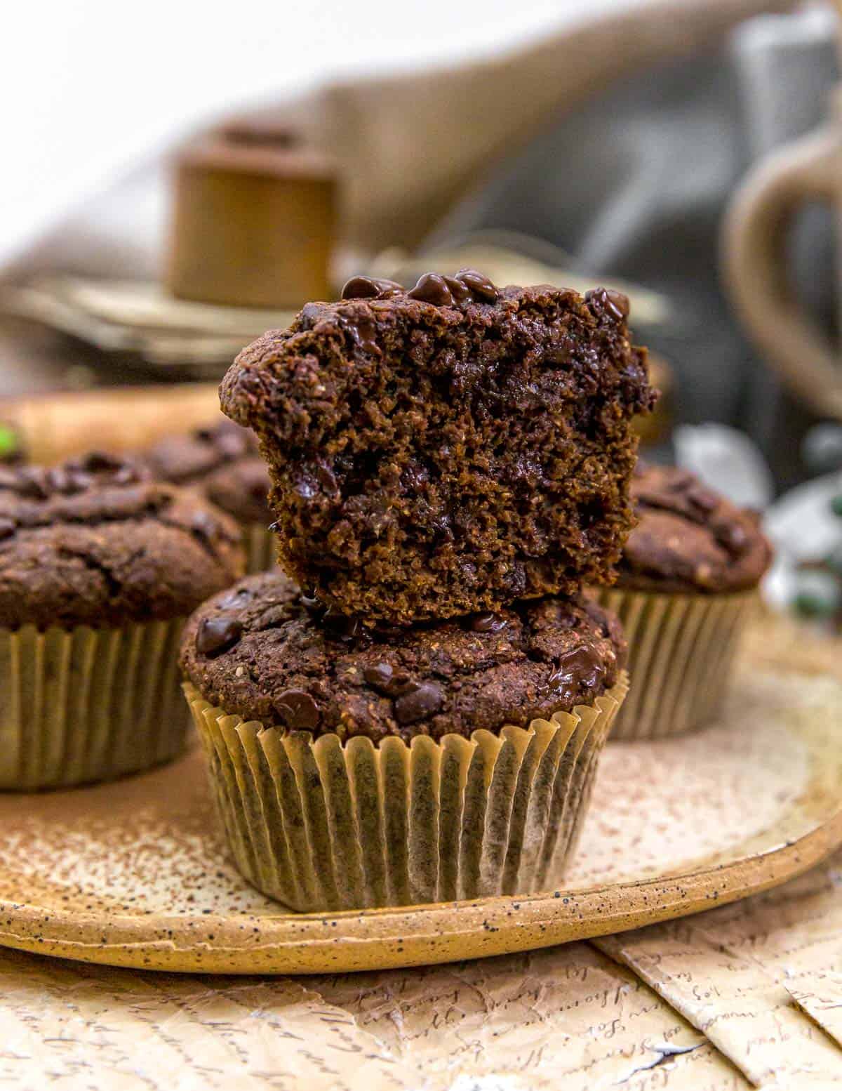 Half of a Healthy Chocolate Wheat Bran Muffin