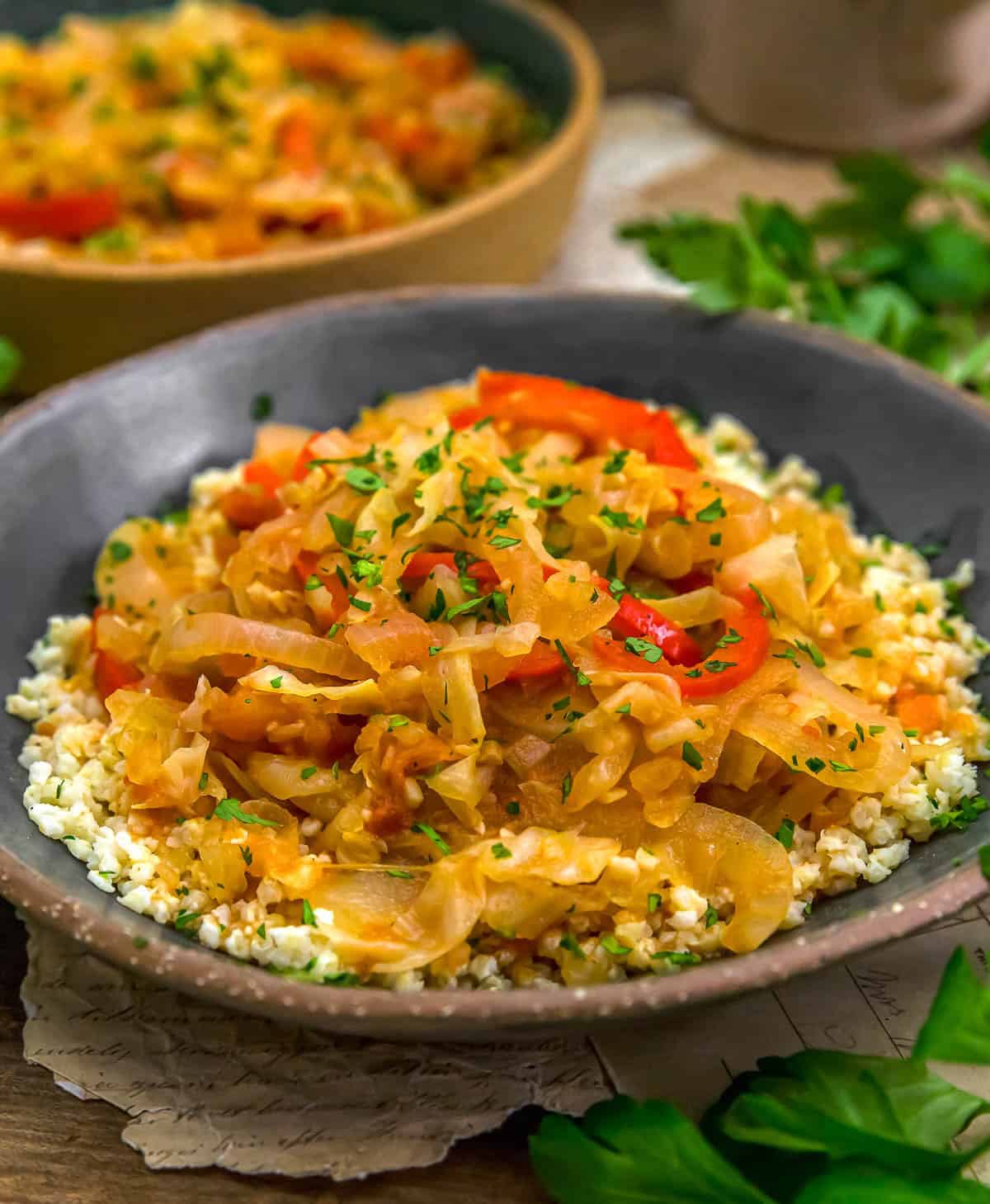 Simple Sauteed Cabbage and Onions over millet