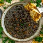 Bowl of Spiced Fusion Black Lentil and Bean Soup