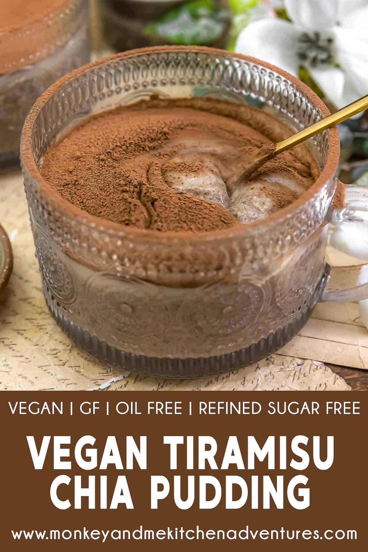 Vegan Tiramisu Chia Pudding with text description