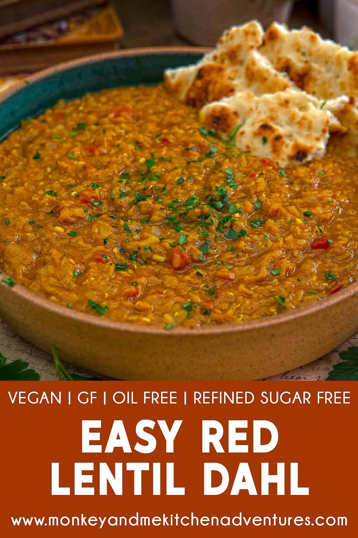 Easy Red Lentil Dahl with text description
