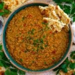 Easy Red Lentil Dahl in a bowl