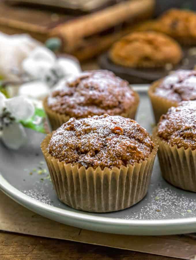 Close up of Healthy Carrot Wheat Bran Muffins