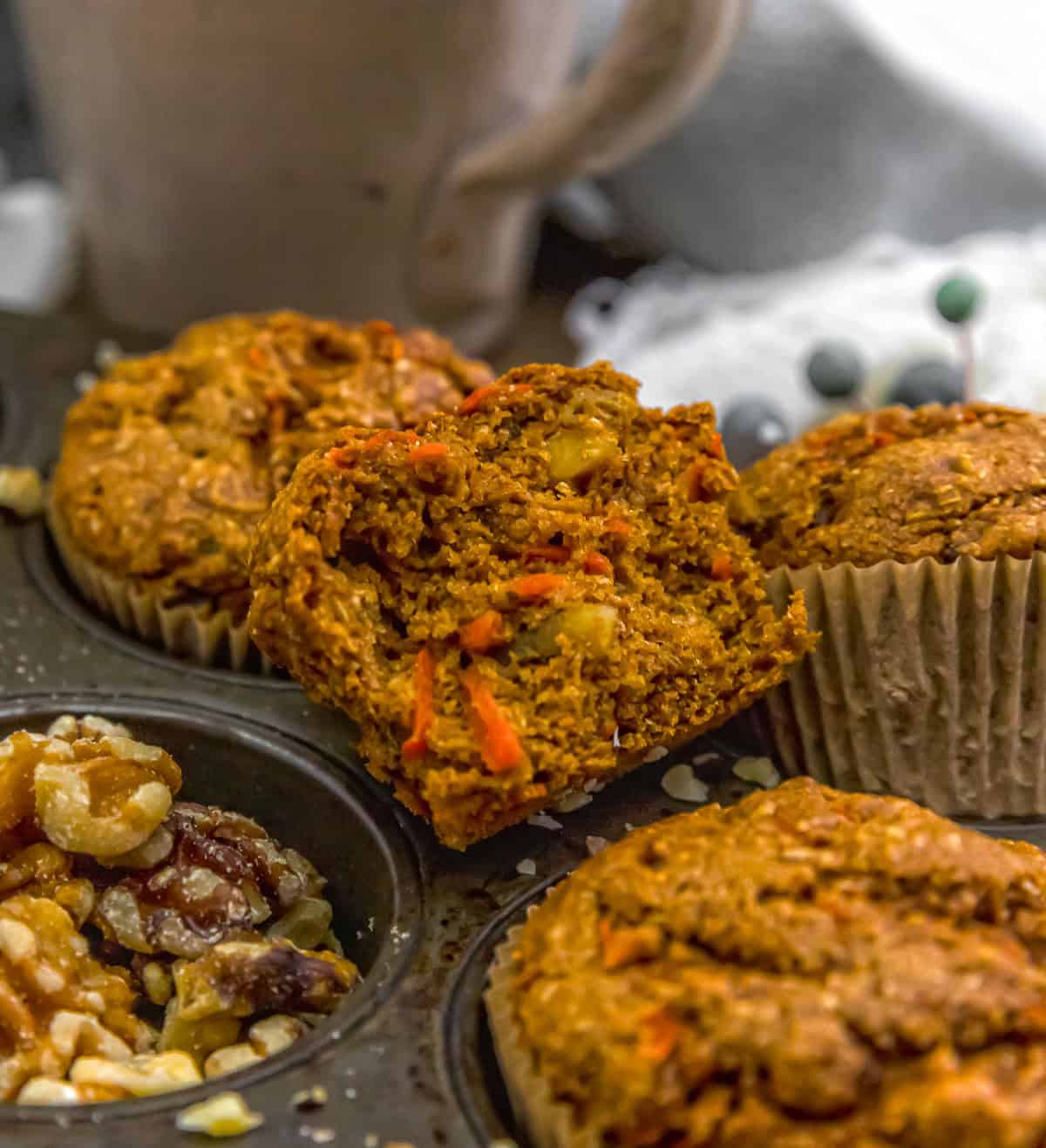 Eating a Healthy Carrot Wheat Bran Muffin