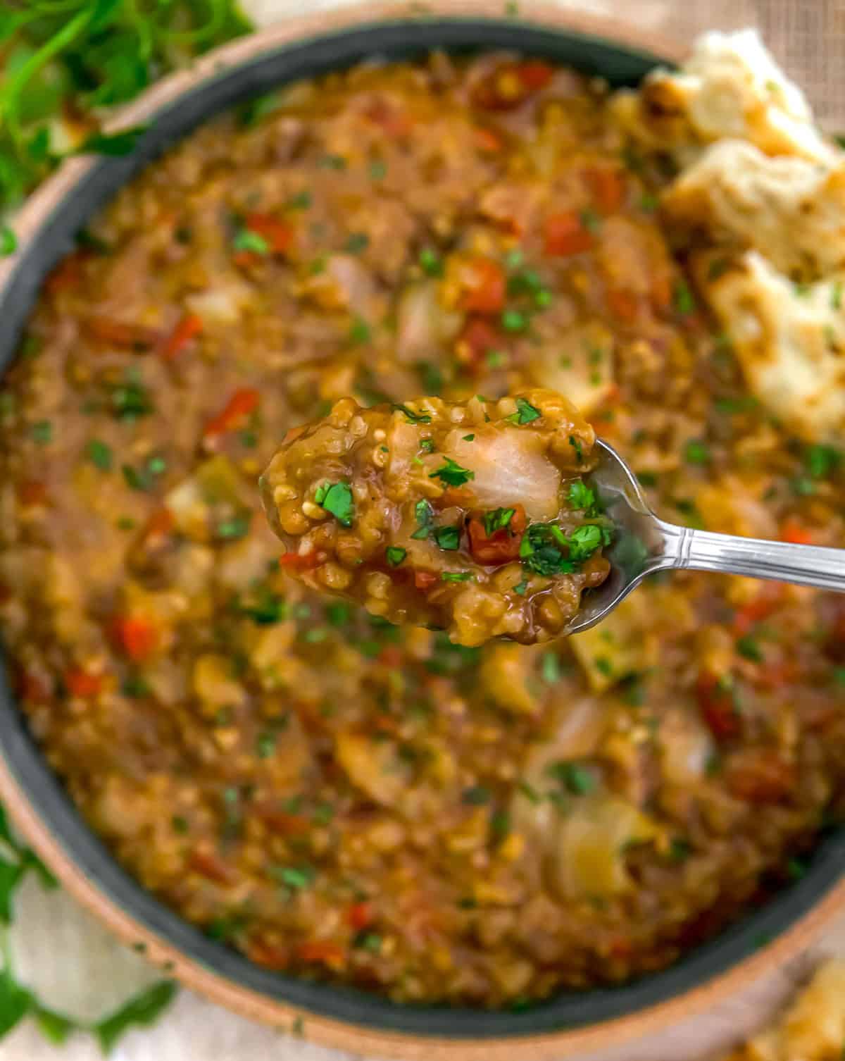 Spoonful of Instant Pot Vegan Turkish Lentil Bulgur Cabbage Stew