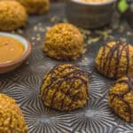 No-Bake Puffed Quinoa Peanut Butter Cookies with chocolate drizzle