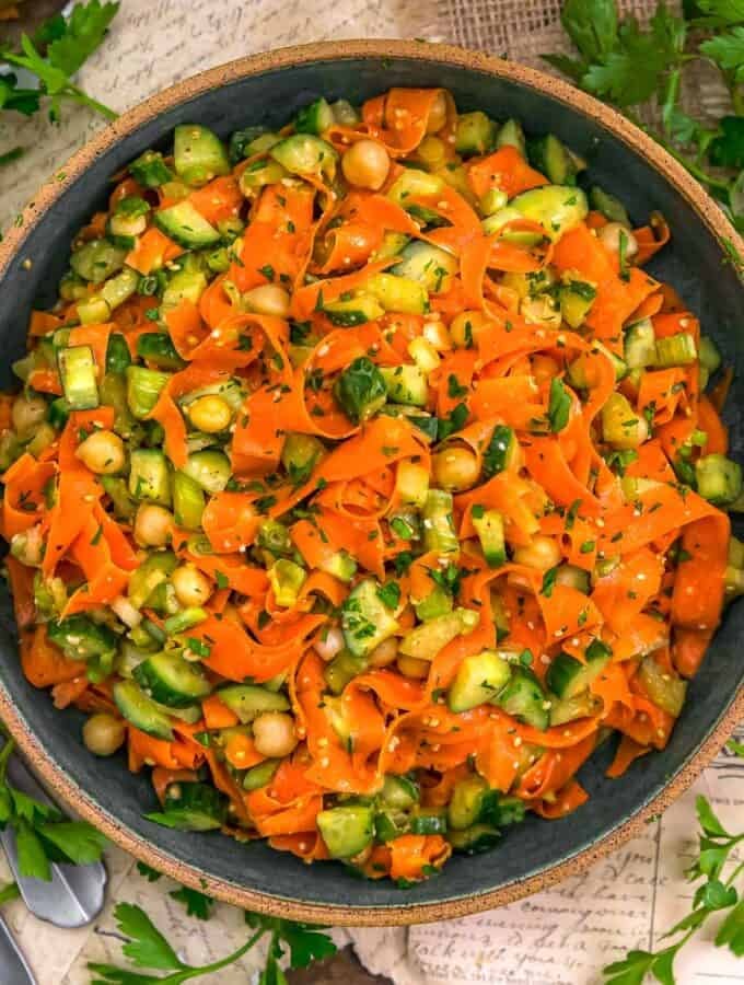 Bowl of Buffalo Carrot Cucumber Salad