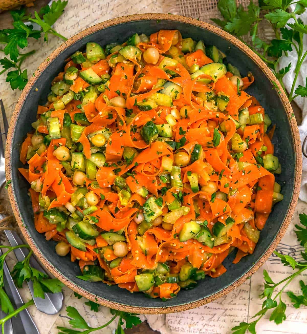 Bowl of Buffalo Carrot Cucumber Salad