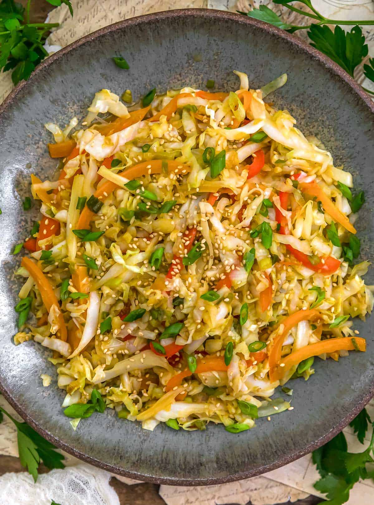 Bowl of Fast and Easy Asian Cabbage Stir Fry