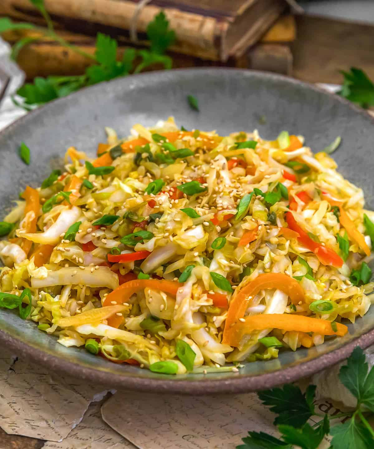 Close up of Fast and Easy Asian Cabbage Stir Fry