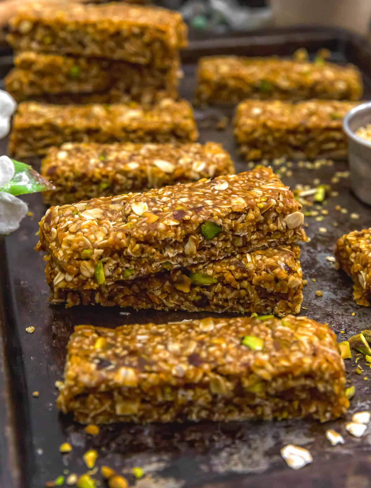 Stacked Puffed Quinoa Oat Granola Bars