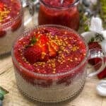 Close up of Strawberry Rhubarb Overnight Oats
