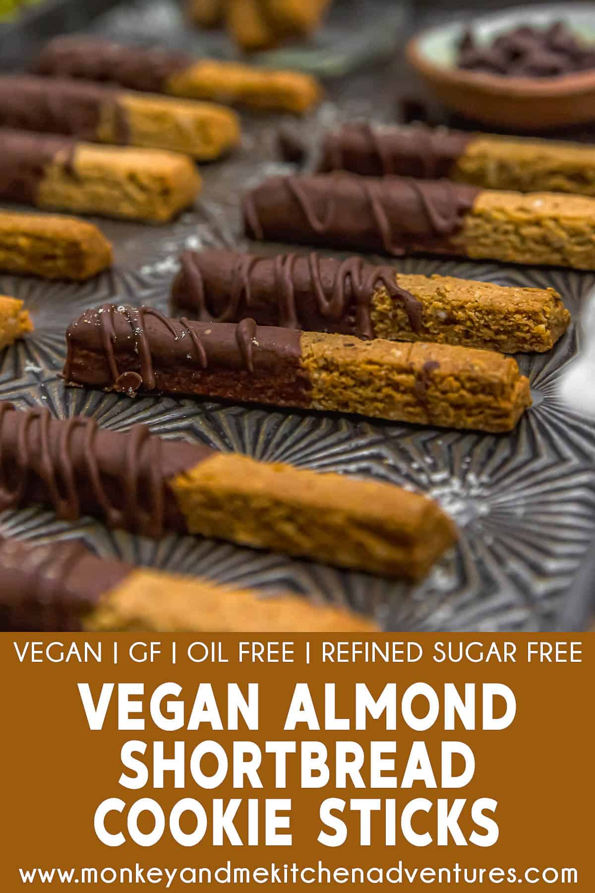 Vegan Almond Shortbread Cookie Sticks with text description