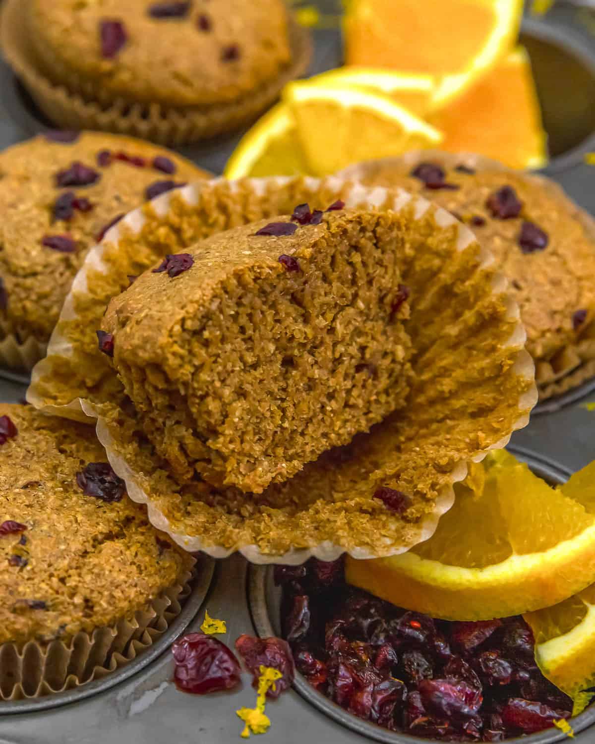 Half a Healthy Orange Cranberry Wheat Bran Muffin