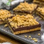 Close up of Healthy Peanut Butter Shortbread Chocolate Bars