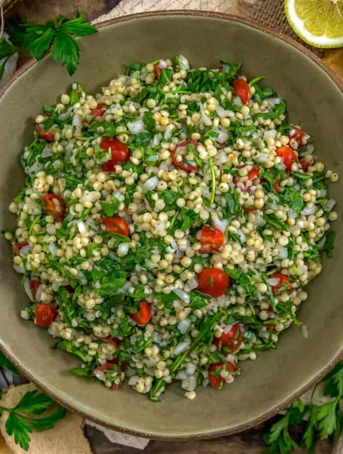 Bowl of Lemon Arugula Couscous Salad