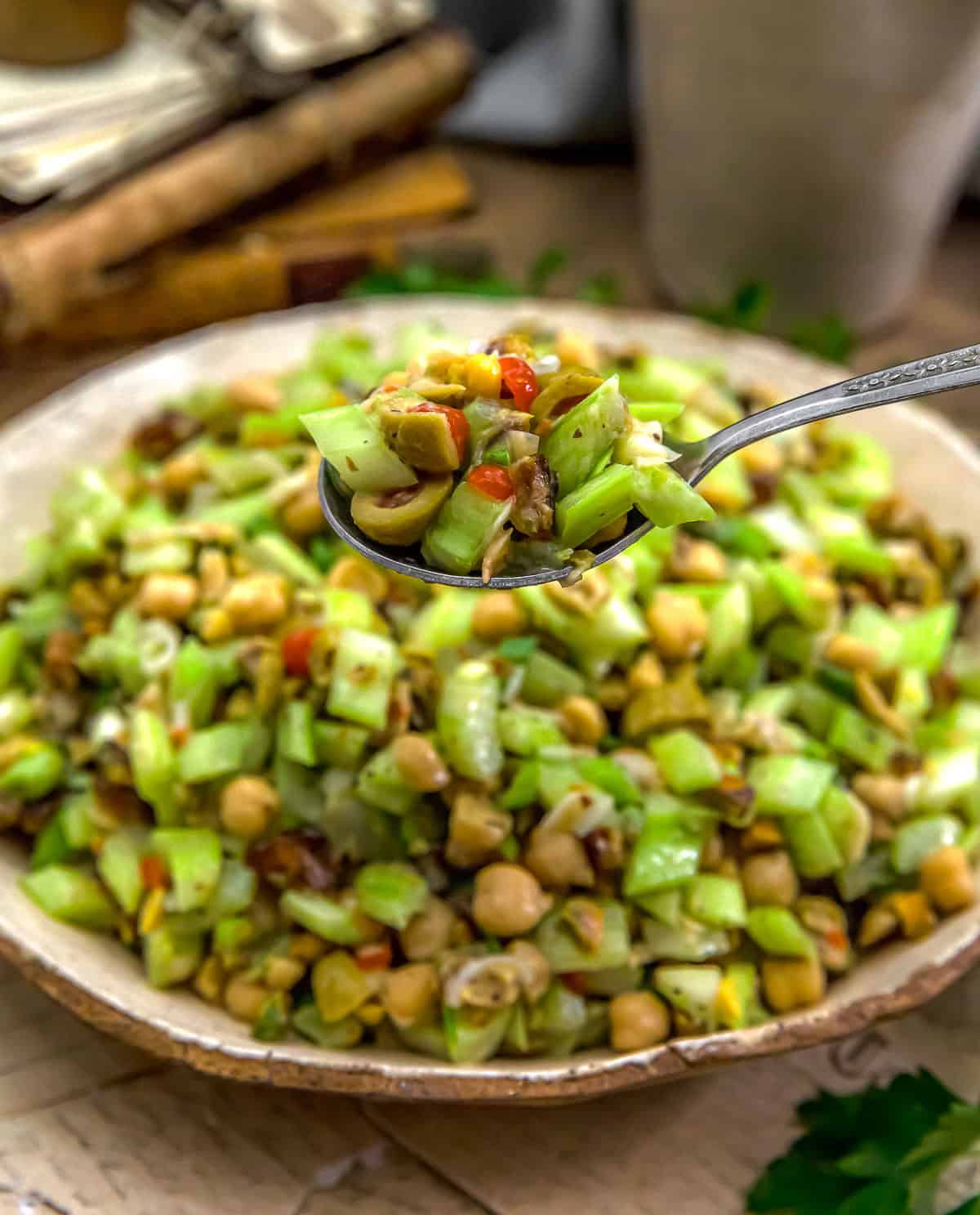Spoonful of Mediterranean Celery Olive Salad