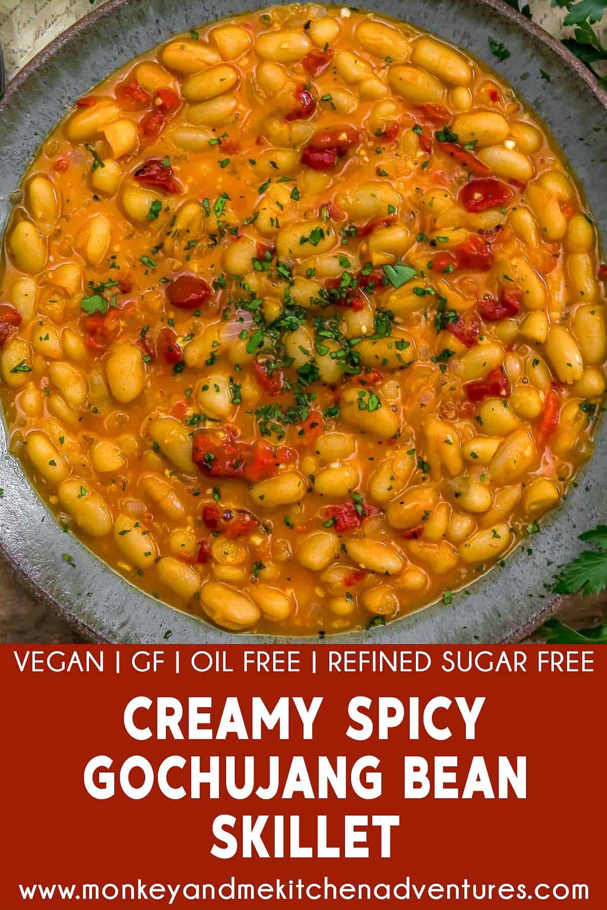 Creamy Spicy Gochujang Bean Skillet with text description