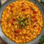 Bowl of Creamy Spicy Gochujang Bean Skillet